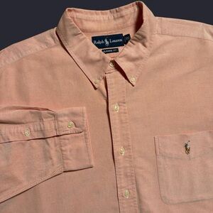 Ralph Lauren Long Sleeve Button Up XXL Classic Fit Peach Salmon Flesh Pony Logo